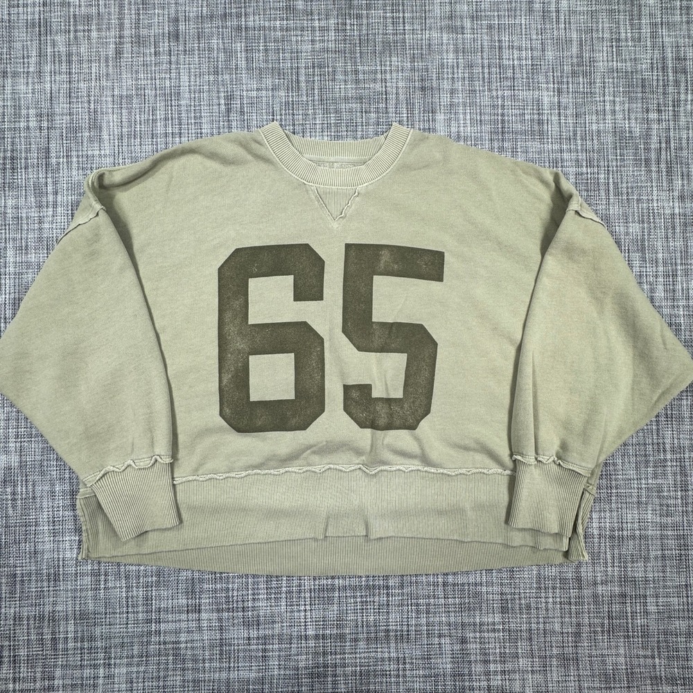 American Eagle Womens Sweatshirt Small Green Seriously Lived In 65 Graphic Top
